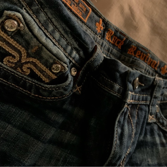 Dark Wash Authentic Rock Revival Jeans - Picture 6 of 6